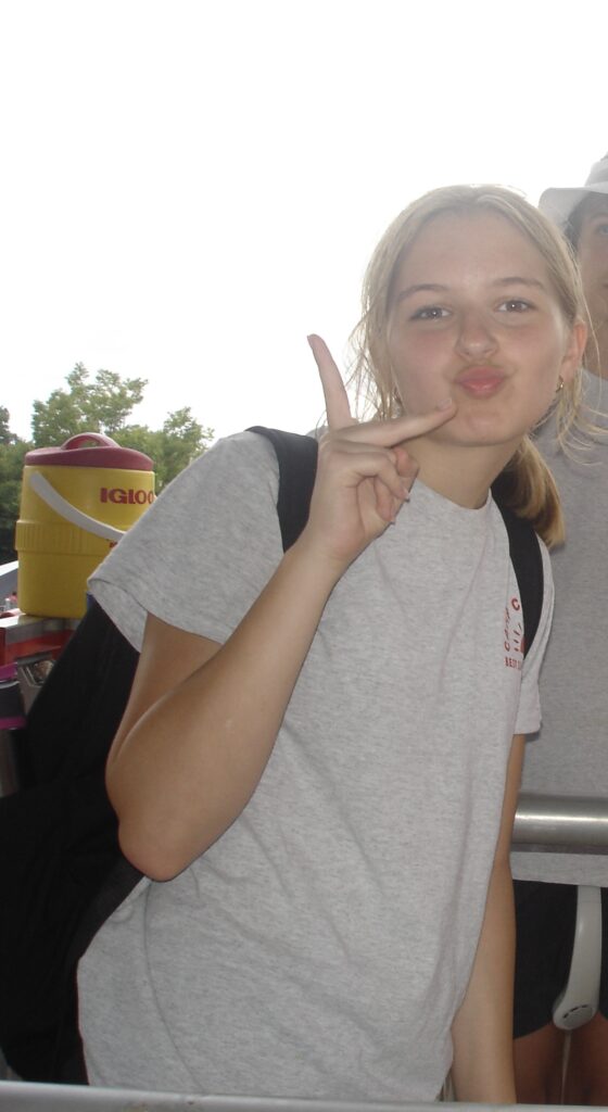Maddie in her Cornelius Parks & Rec Summer Camp Cornelius t-shirt during her earlier years as a counselor-in-training