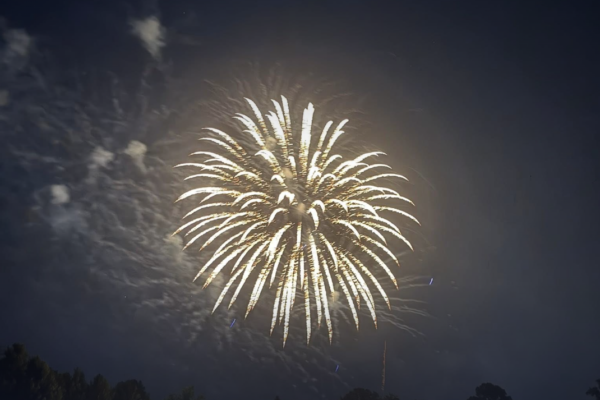 Lake Norman 4th of July fireworks over Bailey Road Park bandshell, KB Fisher 2026 guide cover.